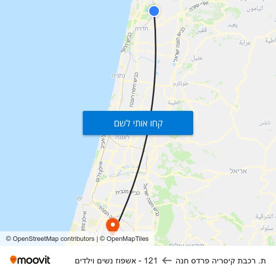 מפת ת. רכבת קיסריה פרדס חנה ל121 - אשפוז נשים וילדים