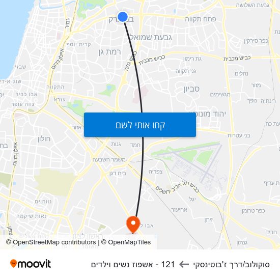 מפת סוקולוב/דרך ז'בוטינסקי ל121 - אשפוז נשים וילדים