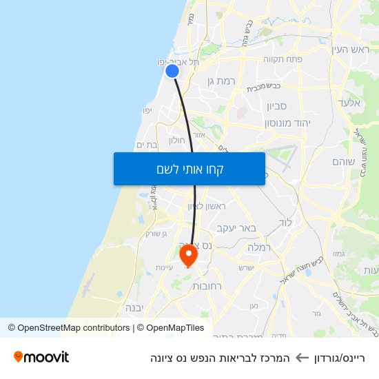 מפת ריינס/גורדון להמרכז לבריאות הנפש נס ציונה