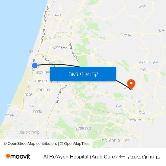 מפת בן גוריון/רבינוביץ לAl Re'Ayeh Hospital (Arab Care)