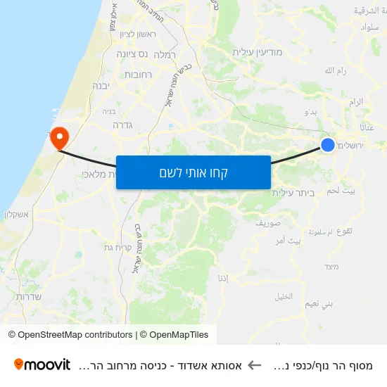מפת מסוף הר נוף/כנפי נשרים לאסותא אשדוד - כניסה מרחוב הרפואה