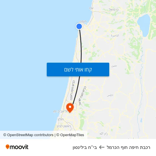 מפת רכבת חיפה חוף הכרמל לבי’’ח בילינסון