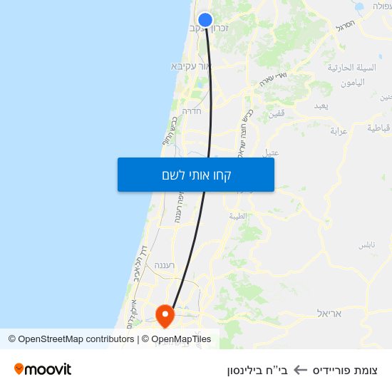 מפת צומת פוריידיס לבי’’ח בילינסון