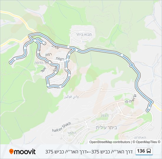 מפת המסלול של קו  136