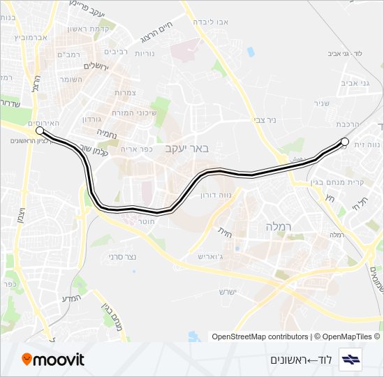 לוד - ראשונים Israel Railways Line Map