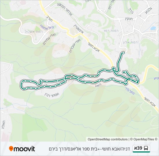 Автобус 39א: карта маршрута
