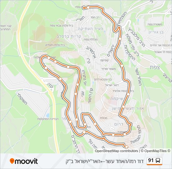 91 Bus Line Map