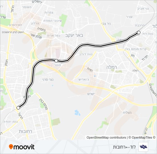 לוד - רחובות Israel Railways Line Map