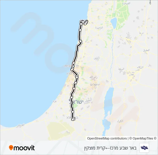 Железные дороги Израиля באר שבע מרכז - קרית מוצקין: карта маршрута