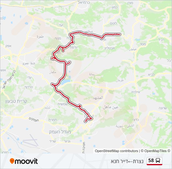 58 bus Line Map