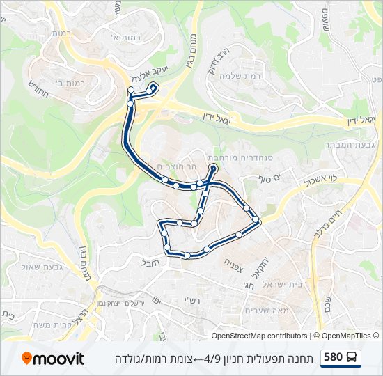 Автобус 580: карта маршрута