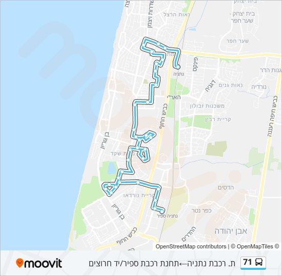 מפת המסלול של קו  71