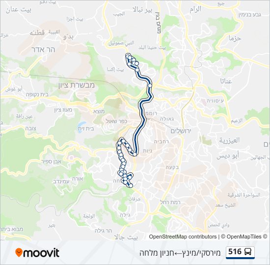 מפת המסלול של קו  516