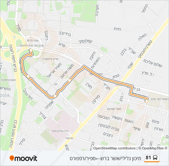 מפת המסלול של קו  81