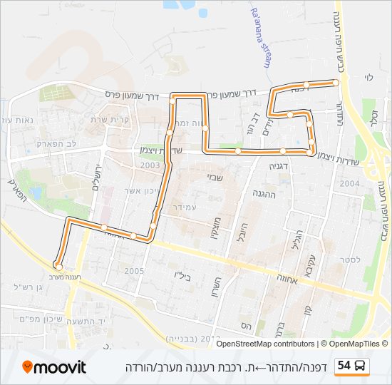 54 Bus Line Map