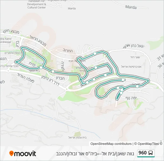 Автобус 960: карта маршрута