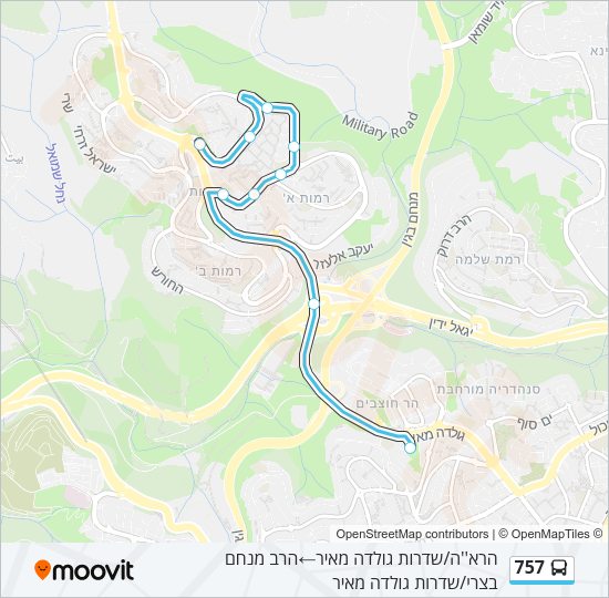 757 bus Line Map