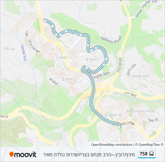 758 bus Line Map