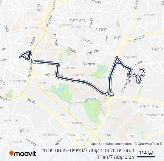 מפת המסלול של קו  114