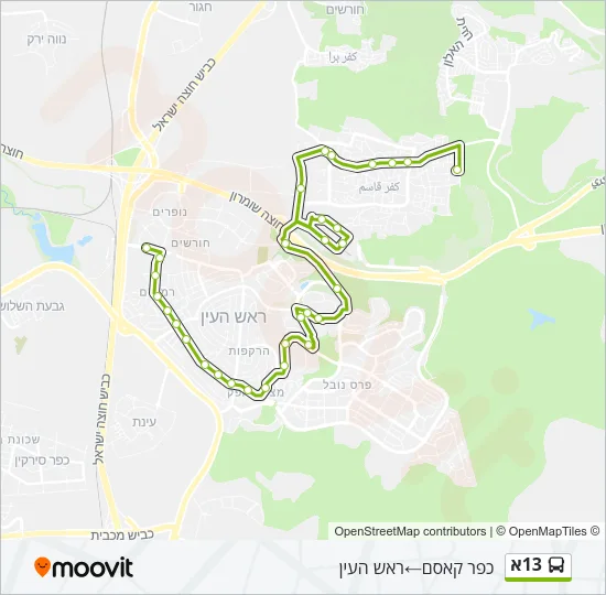 13א Bus Line Map