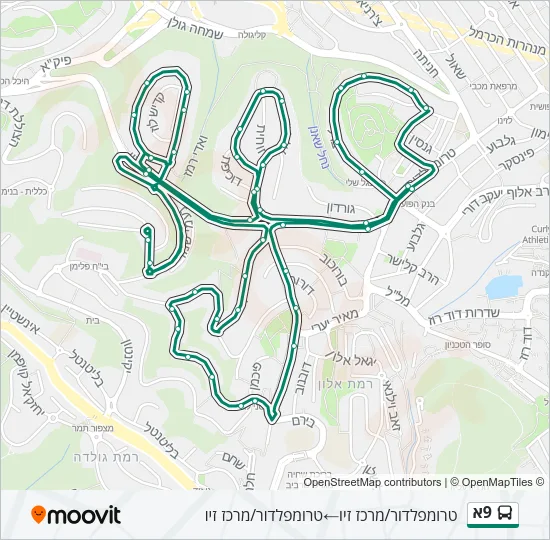 9א Bus Line Map