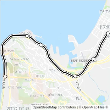 קרית מוצקין - חוף הכרמל Israel Railways Line Map