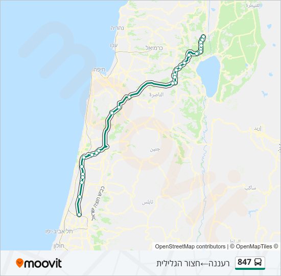 מפת המסלול של קו  847