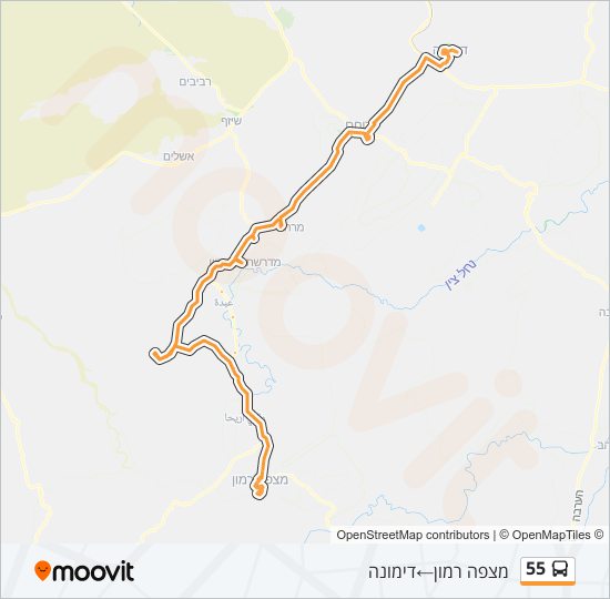 מפת המסלול של קו  55