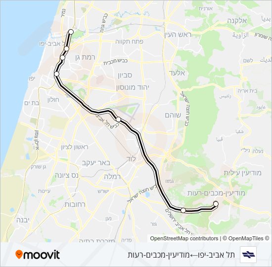 תא אוניברסיטה - מודיעין מרכז ✈ Israel Railways Line Map