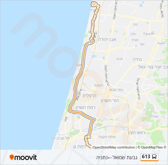 613 Bus Line Map