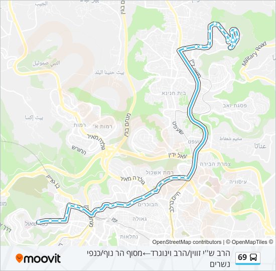 69 Route: Schedules, Stops & Maps - הרב ש''י זווין/הרב וינוגרד‎→מסוף הר ...