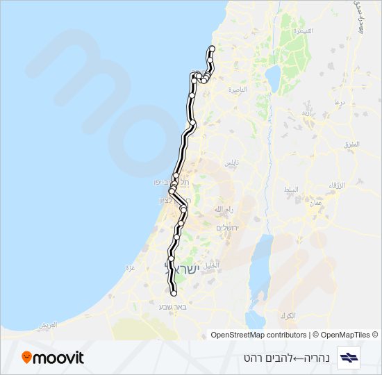 Железные дороги Израиля נהריה - להבים רהט: карта маршрута