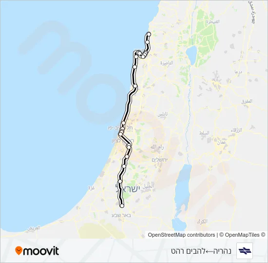 נהריה - להבים רהט Israel Railways Line Map