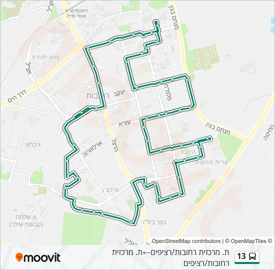 Автобус 13: карта маршрута