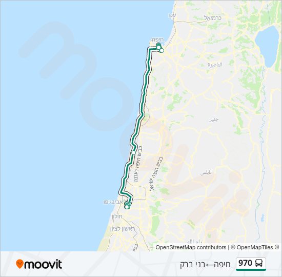 מפת המסלול של קו  970