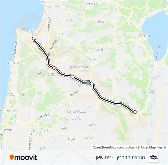 מרכזית המפרץ - בית שאן Israel Railways Line Map