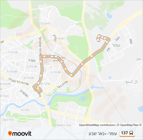 מפת המסלול של קו  137