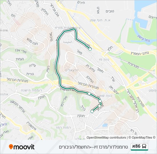 86א Bus Line Map