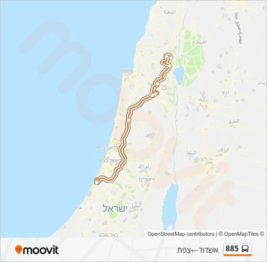 מפת המסלול של קו  885