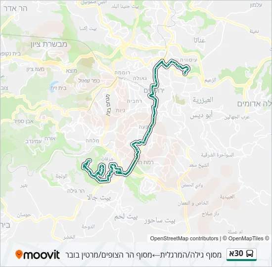 30א Bus Line Map