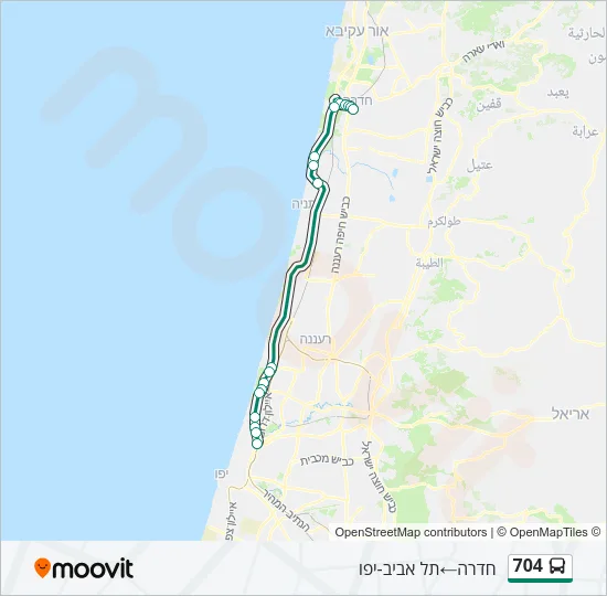 מפת המסלול של קו  704