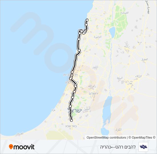 Железные дороги Израиля להבים רהט - נהריה: карта маршрута