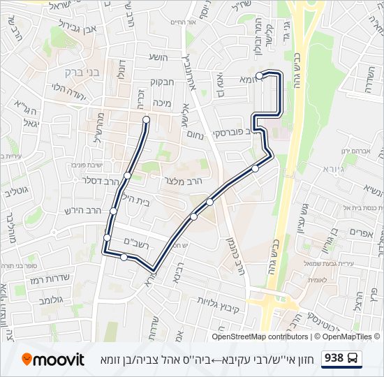 Автобус 938: карта маршрута