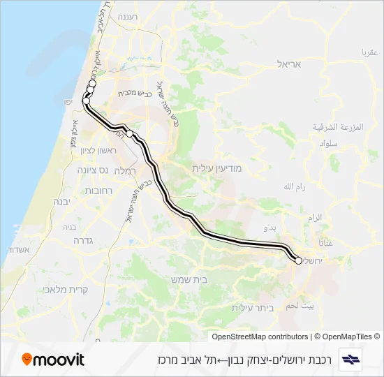 Jerusalem/Yitzhak Navon - Tel Aviv Center Israel Railways Line Map
