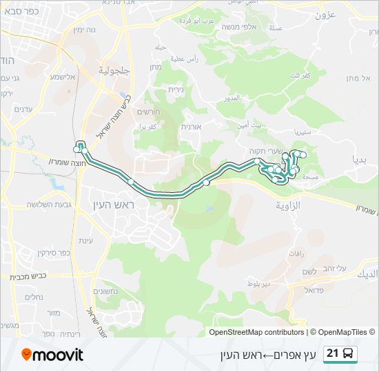 מפת המסלול של קו  21