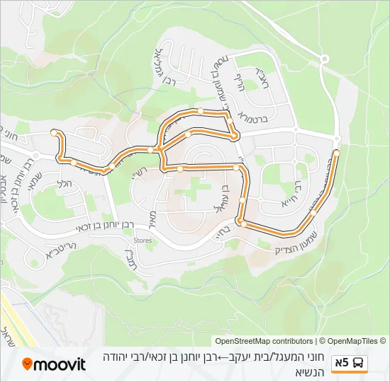 Автобус 5א: карта маршрута