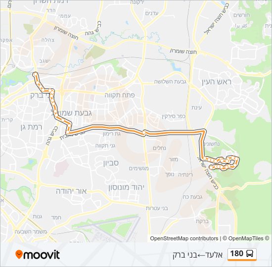 מפת המסלול של קו  180