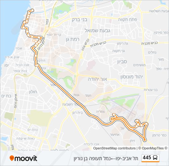 מפת המסלול של קו  445