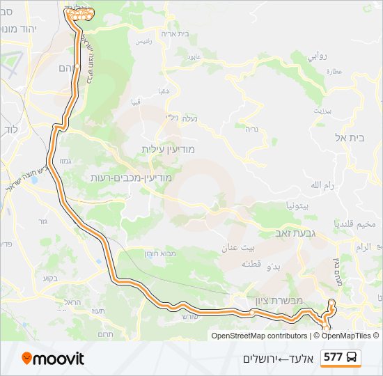 מפת המסלול של קו  577