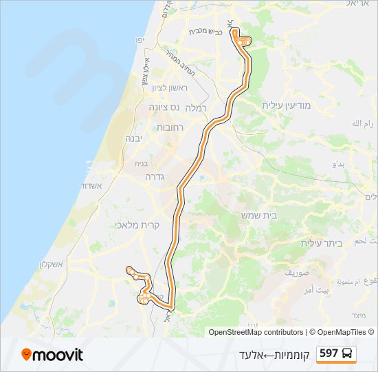 מפת המסלול של קו  597